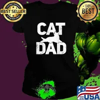 Cat Dad Father Father's Day T-Shirt Ladies tee