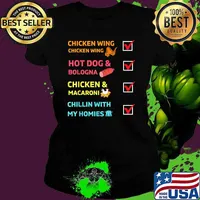 Chicken Wing Chicken Wing Hot Dog and Bologna Macaroni My Homies T-Shirt Ladies tee