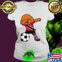 Dabbing Poodle Dog Trinidad and Tobago Soccer Fans Football T-Shirt Ladies tee