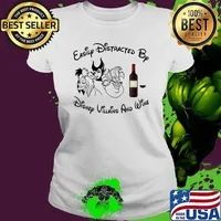 Easily Distracted By Disney Villains And Wine Shirt Ladies tee