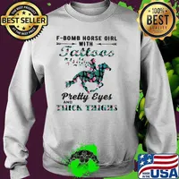 F Bomt Horse Girl With Tattoos Pretty Eyes And Thick Thighs Flower Shirt Sweater