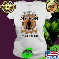 I Asked God To Make Me A Better Man He Sent Me My Son I Asked God For An Angel He Sent Me My Daughter Shirt Ladies tee