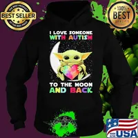 I love someone with autism to the moon and back yoda Hoodie