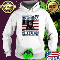 I'm A Dad Grandpa And A Veteran Nothing Scares Me USA Father's Day American Flag Shirt Hoodie