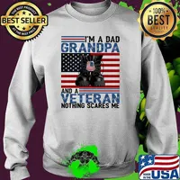I'm A Dad Grandpa And A Veteran Nothing Scares Me USA Father's Day American Flag Shirt Sweater
