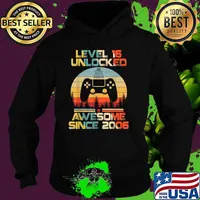 Level 16 Unlocked Awesome Since 2006-16th Birthday Gamer Vintage T-Shirt Hoodie