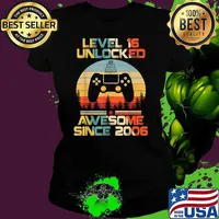 Level 16 Unlocked Awesome Since 2006-16th Birthday Gamer Vintage T-Shirt Ladies tee