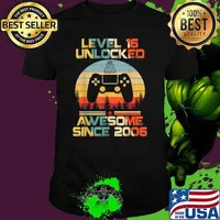 Level 16 Unlocked Awesome Since 2006-16th Birthday Gamer Vintage T-Shirt