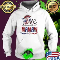 Love Being Called Mamaw Sunflower USA Flag 4th July Patriotic T-Shirt Hoodie