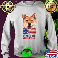 Made in america Shiba Inu American Flag Bow Tie USA Patriotic Dog Lover July T-Shirt Sweater