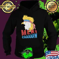 Meri-caaaaaw - Eagle Mullet 4th Of July USA American Flag T-Shirt Hoodie