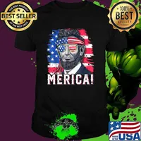 Merica Abraham Lincoln Sunglasses American Flag 4th of July T-Shirt