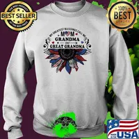 My Greatest Blessings Call Me Mom Grandma And Great Grandma SunFlower American Flag Shirt Sweater