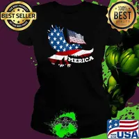 Patriotic Eagle 4th of July USA American Flag Veteran T-Shirt Ladies tee