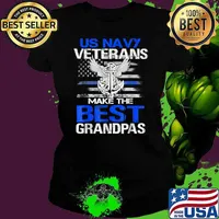 US Navy Veterans Make the Best Grandpas Fathers day American flag T-Shirt Ladies tee