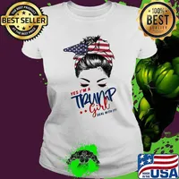 Yes I'm A Trump girl Deal With It american Flag Shirt Ladies tee