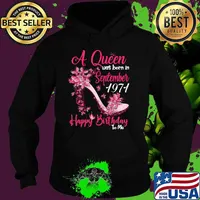 A Queen Was Born In September 1971 Happy Birthday to me butterflies Shirt Hoodie