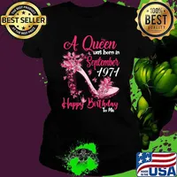 A Queen Was Born In September 1971 Happy Birthday to me butterflies Shirt Ladies tee