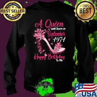 A Queen Was Born In September 1971 Happy Birthday to me butterflies Shirt Sweater