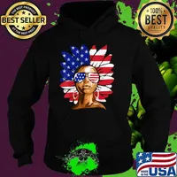 Afro Sunflower African American 4th of July Melanin T-Shirt Hoodie