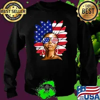 Afro Sunflower African American 4th of July Melanin T-Shirt Sweater