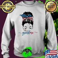 All american grandma messy woman bun hair Sweater