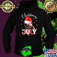 Christmas in July Flamingo Santa hat Shirt Hoodie