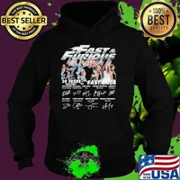 Fast and furious 20 years 2001 2021 of the fast saga signatures Hoodie
