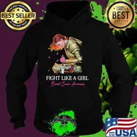 Fight like a girl breast cancer awareness woman Hoodie