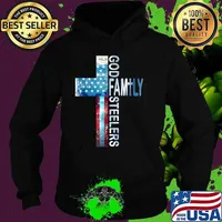 God Family Steeler Faith Cross American Flag T-Shirt Hoodie