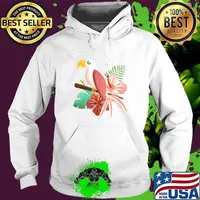 Hawaiian Tropical Parrot Cockatiel Bird Island Pink Flowers Shirt Hoodie