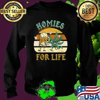 Homies For Life Beer Drink Meditate Cannabis Vintage T-Shirt Sweater