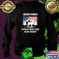 I'm Into Fitness Fit'ness Whole Deer In My Freezer American Flag T-Shirt Sweater