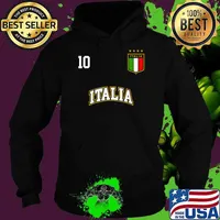 Italia Team Sports Number 10 Italy Soccer Italian Flag Shirt Hoodie