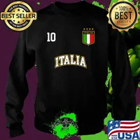 Italia Team Sports Number 10 Italy Soccer Italian Flag Shirt Sweater