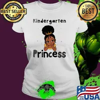Kids Kindergarten Princess Toddler Black Girl 1st Day Of School Shirt Ladies tee