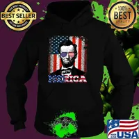 Merica 4th of July Abraham Lincoln Sunglasses American Flag T-Shirt Hoodie