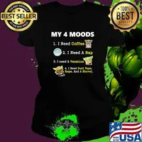 My 4 Moods I Need Coffee A Nap Vacation Duct Tape Rope And A Shovel Baby Yoda Shirt Ladies tee