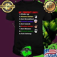 My Perfect Day Wake up Eat Watch Anime, Sleep Repeat T-Shirt