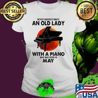 Never Underestimate An Old Lady With A Piano Who Was Born In May Blood Moon Shirt Ladies tee