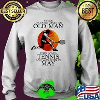 Never Underestimate An Old Man Who Loves Tennis And Was Born In May Blood Moon Shirt Sweater
