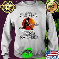 Never Underestimate An Old Man Who Loves Tennis And Was Born In November Blood Moon Shirt Sweater
