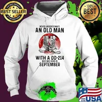 Never Underestimate An Old Man With A DD 214 Who Was Born In September Blood Moon Shirt Hoodie