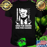 One for biden one for harris Trump Middle Finger American Flag Republican T-Shirt