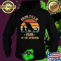 Papazilla Papa Of Monsters Grandpa Halloween Christmas Vintage T-Shirt Hoodie