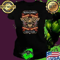 Politically incorrect merry christmas god bless america i shoot guns salute our flag i dont care s Ladies tee