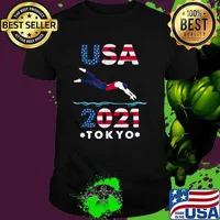 USA 2021 Swimming America Flag Japan Tokyo United States T-Shirt