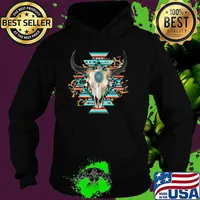 Western Serape Aztec Cow Skull Bull Skull Cowgirl Rodeo Girl Shirt Hoodie