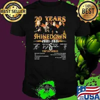 20 years 2001 2021 shinedown top 10 songs thank you for the memories signatures shirt