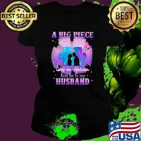 A Big Piece Of My Heart Lives In Heaen And He Is My Husband Butterfly Shirt Ladies tee